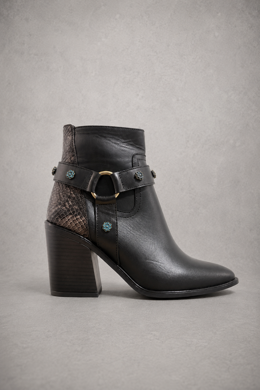 BOTIN VAQUERO DE PIEL PARA DAMA TACON ACUBANADO Y SUELA ANTIDERRAPANTE ALLAN 080