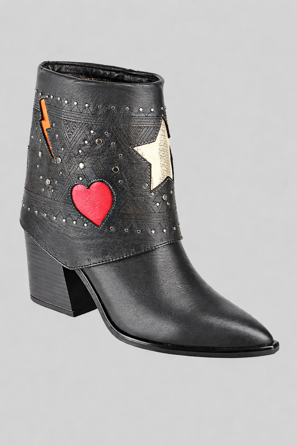 Bota en piel estilo western-rock  