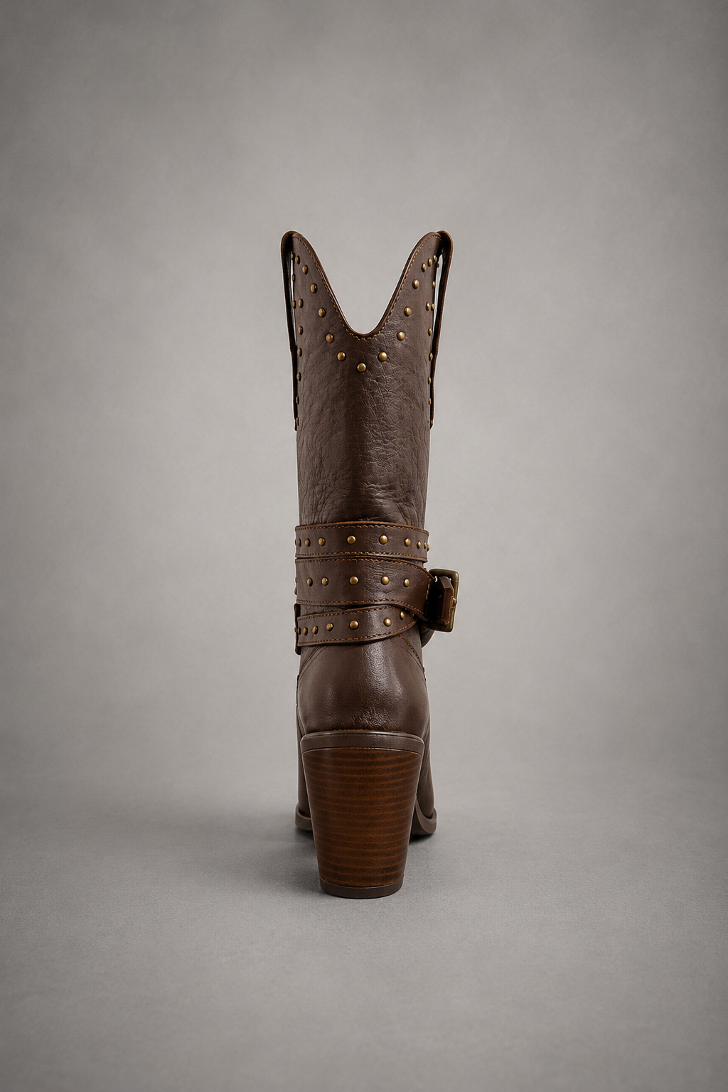 BOTA VAQUERA DE PIEL PARA DAMA CON CINTURONES Y HERRAJE VAQUERO TACON CUBANO ALLAN 076